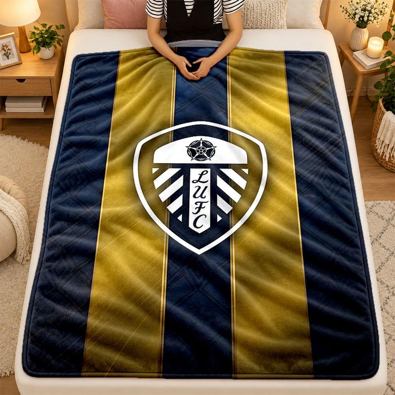 Flannel BlanketLeeds United Warm Soft Throw Blanket for Indoor Sofa Bed Living Room Use