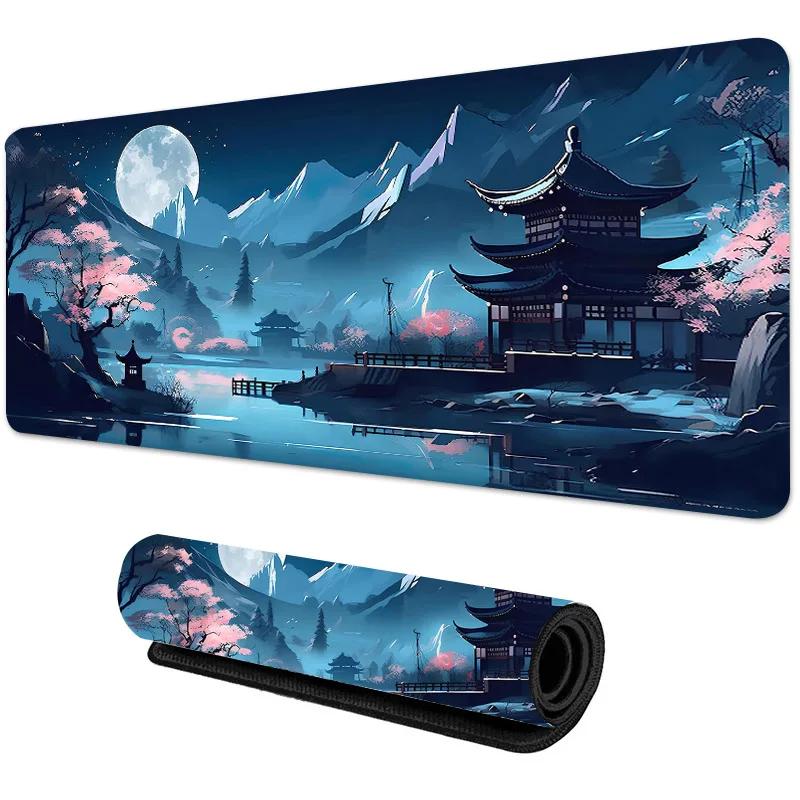 Large Sakura Scenery Gaming Mouse Pad AntiSlip Rubber Base Durable Thick Seam Edge Desk Mat for Office Gaming