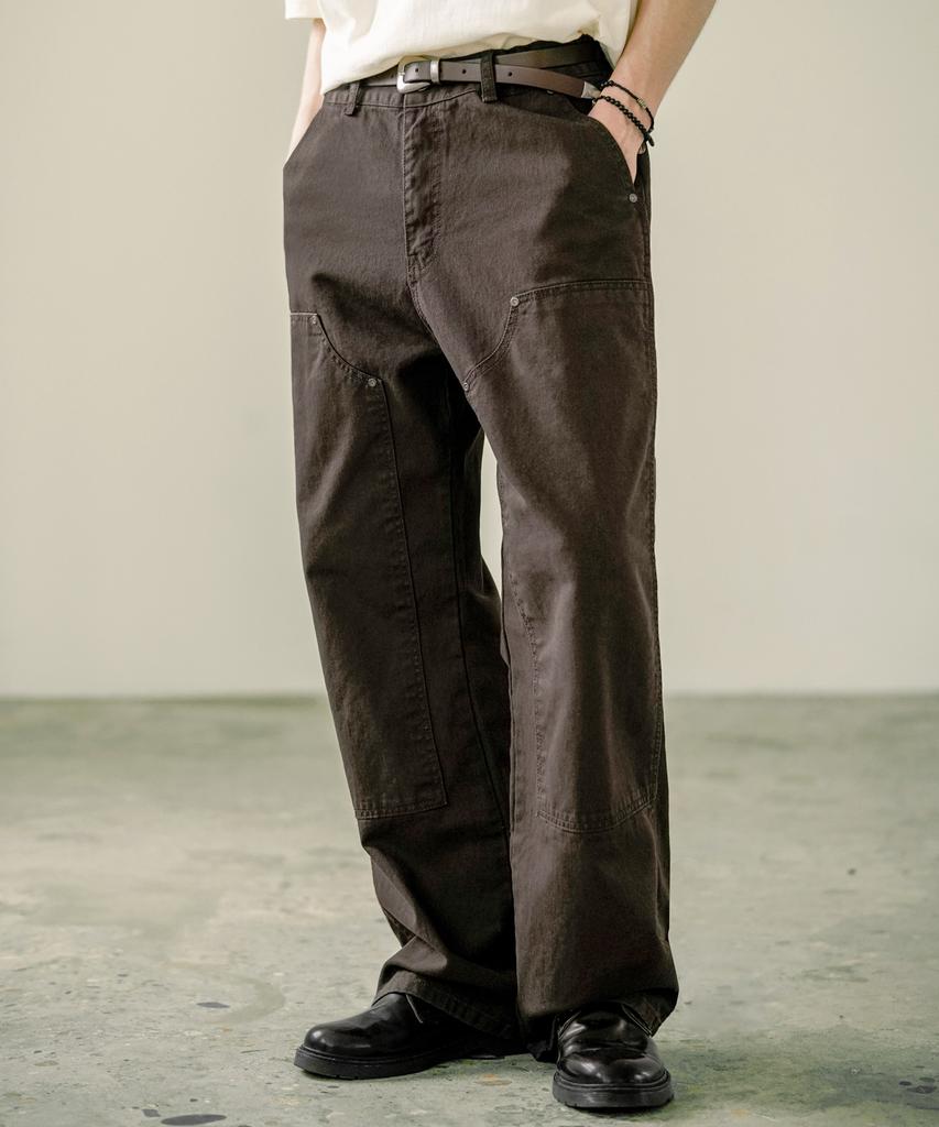 EZKATON Parts Double Knee Pants Deep Brown Mmlp6756