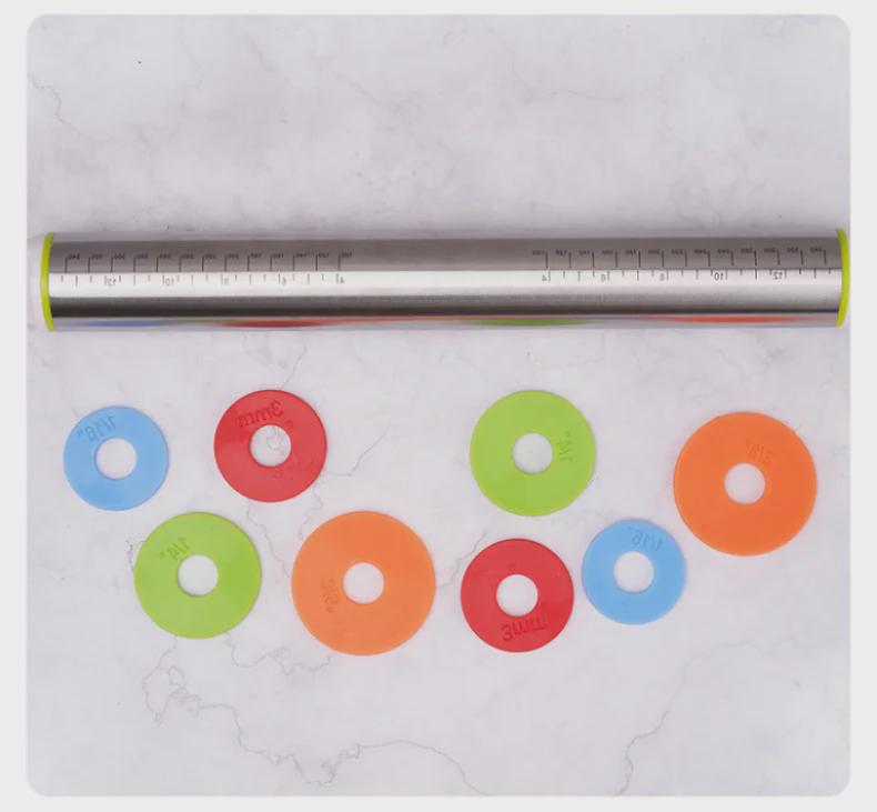 Регулируемая скалка из нержавеющей стали со шкалой для выпечки