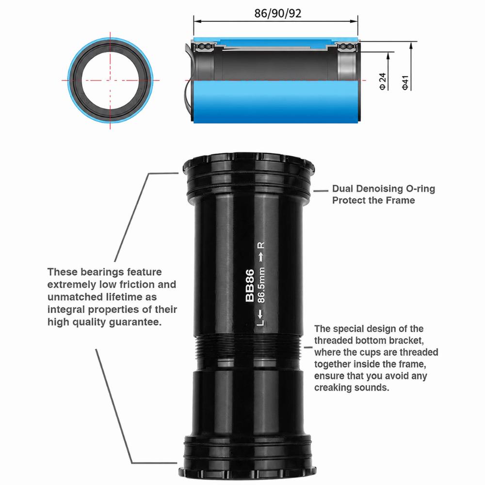 41mm Outer Diameter Bicycle Bottom Bracket Bike Bottom for BB86/BB90/BB92 Mountain Bikes