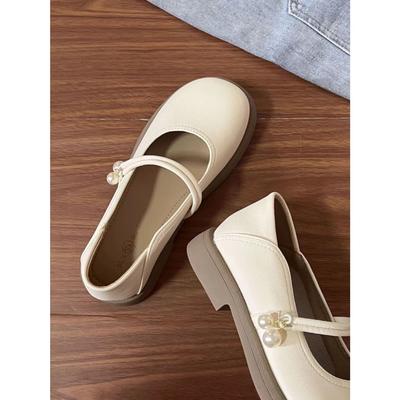Корейская версия женских туфель Мэри Джейн на плоской подошве, лето 2025, новые туфли на двух ногах с одной педалью и юбкой, нежные маленькие кожаные туфли