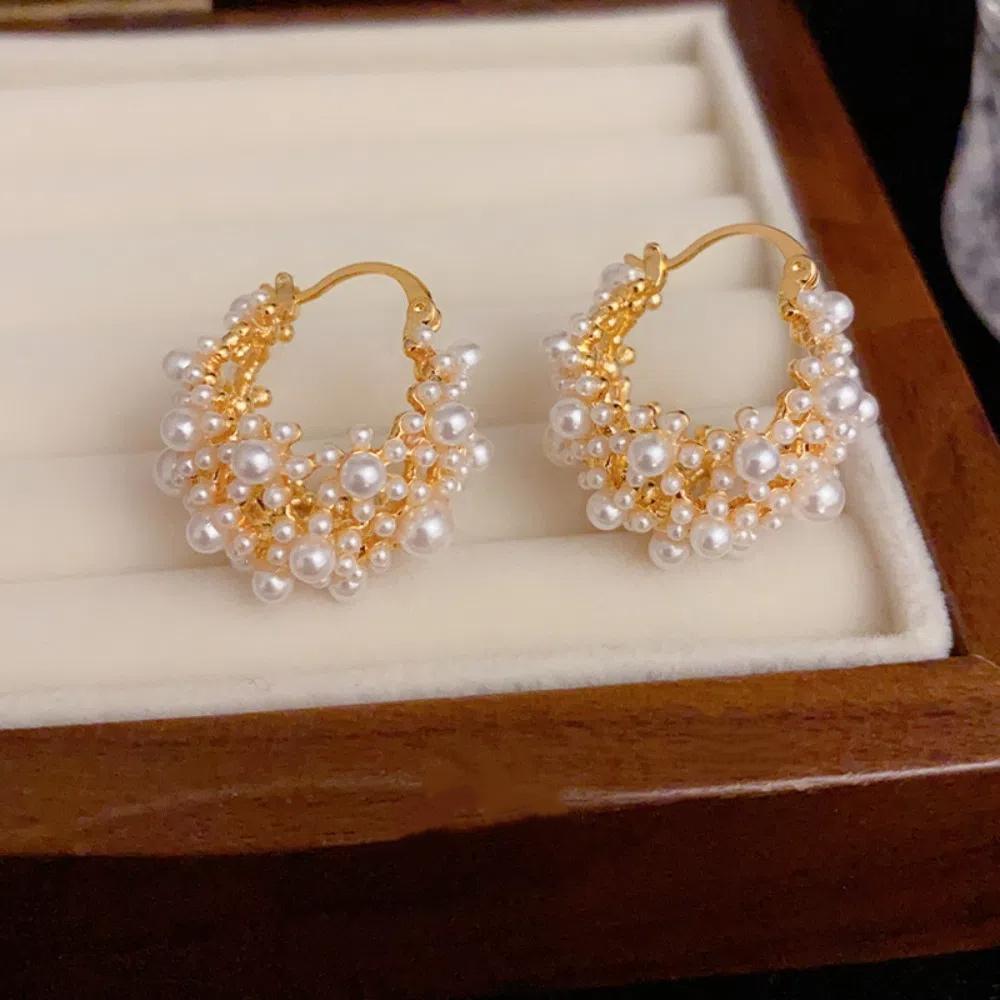 Personality Drop Earrings Pearl Ear Buckle Ear Hook Simple Pearl Earrings  Wedding