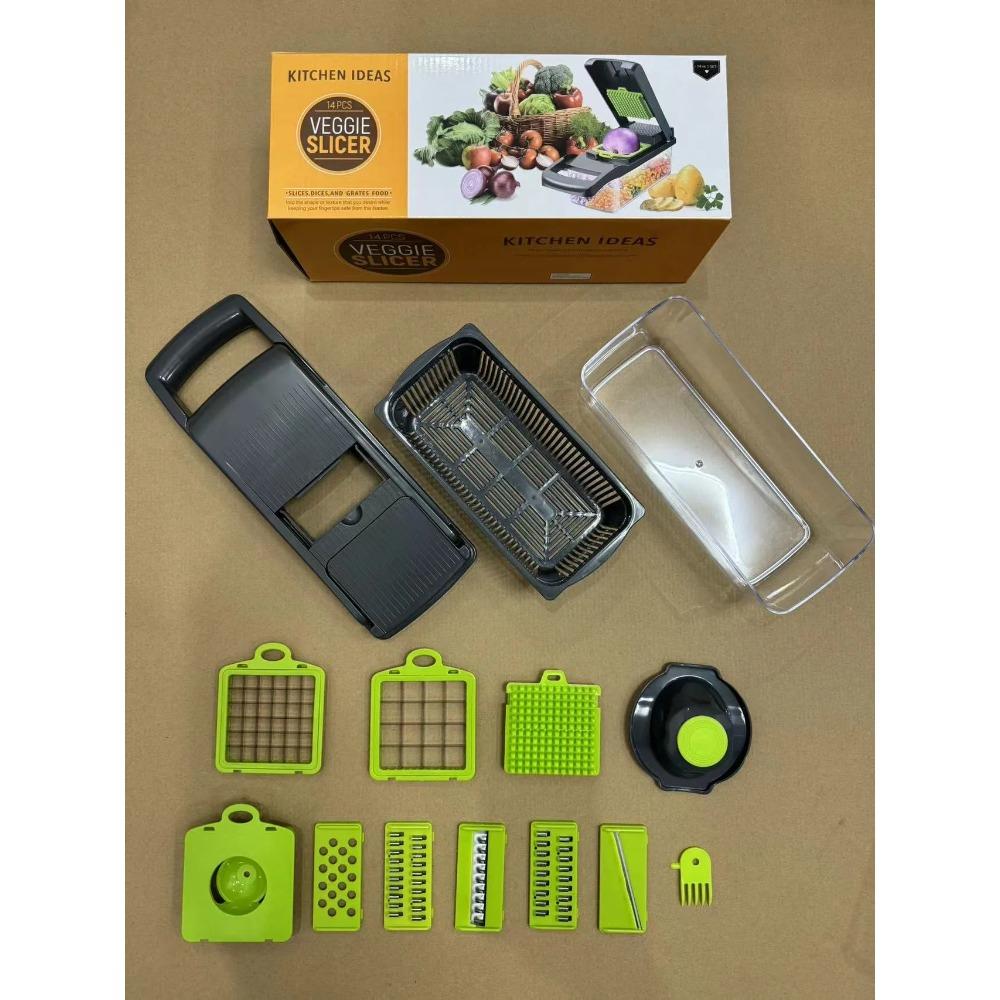 Многофункциональный измельчитель овощей, измельчитель лука, ручка, решетка для еды, измельчитель, кухонная овощерезка, нарезка 14/16 в 1