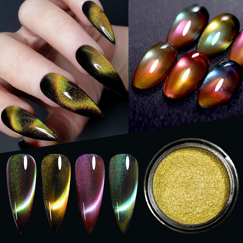 Nail Art Chameleon Cat Eye Powder, Magic Laser Polarized Chameleon Cat Eye Magnetic Powder, Сильный магнитный порошок