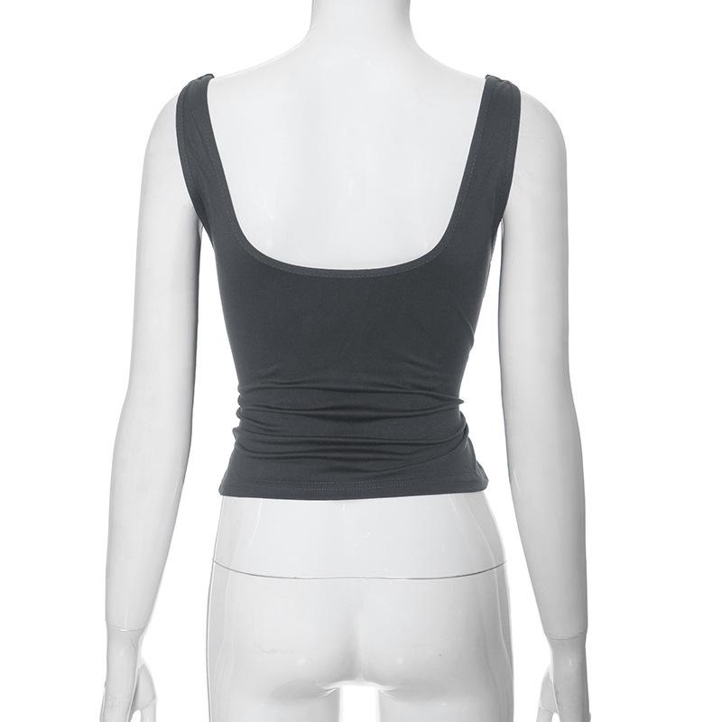 GMXIA Женская весенняя облегающая однотонная майка-топ с плиссировкой и халтером