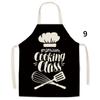 Черно-белый женский льняной фартук с геометрическими буквами, аксессуары для выпечки, кухонный фартук, кухонный фартук, мужской кухонный фартук