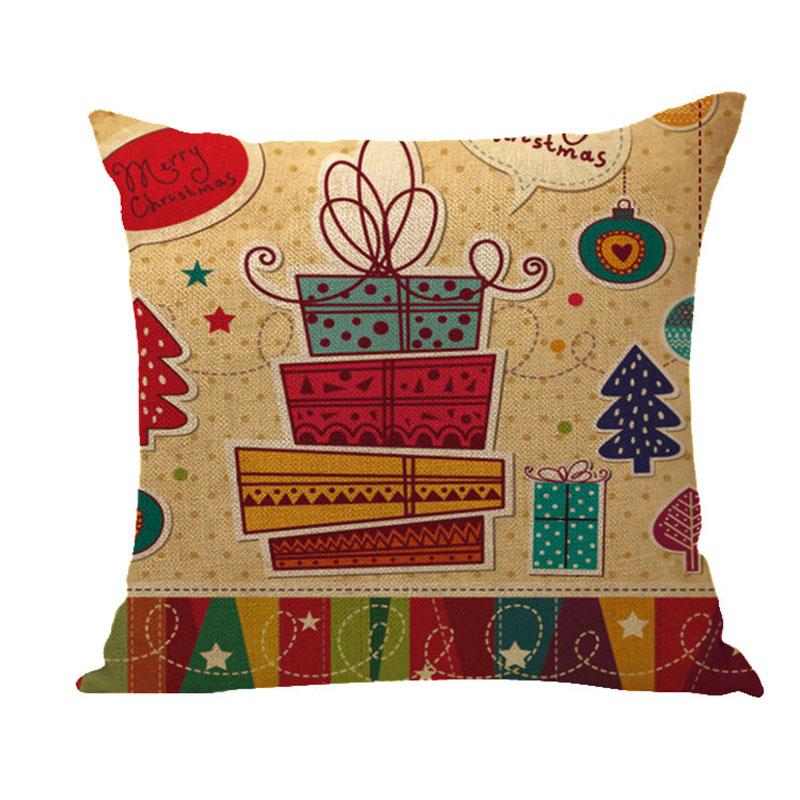 Santa Claus Pillowcase Decoration Cartoon Printing Christmas Cushion Cover Home Christmas Ornament Linen Pillowcase