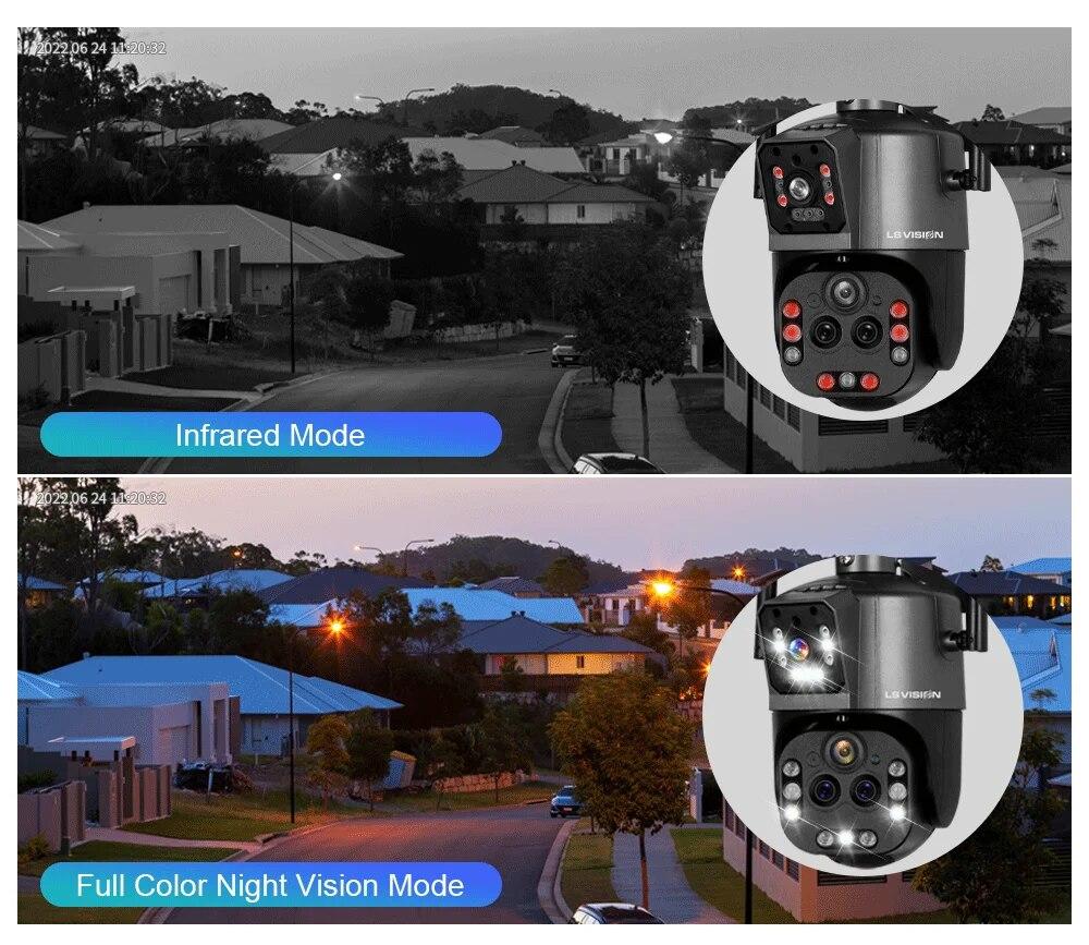 8K Wi-Fi камера безопасности с 20-кратным зумом, наружные четыре объектива, двойной экран, PTZ-камера, автоматическое отслеживание, CCTV IP, уличные камеры наблюдения Wi-Fi