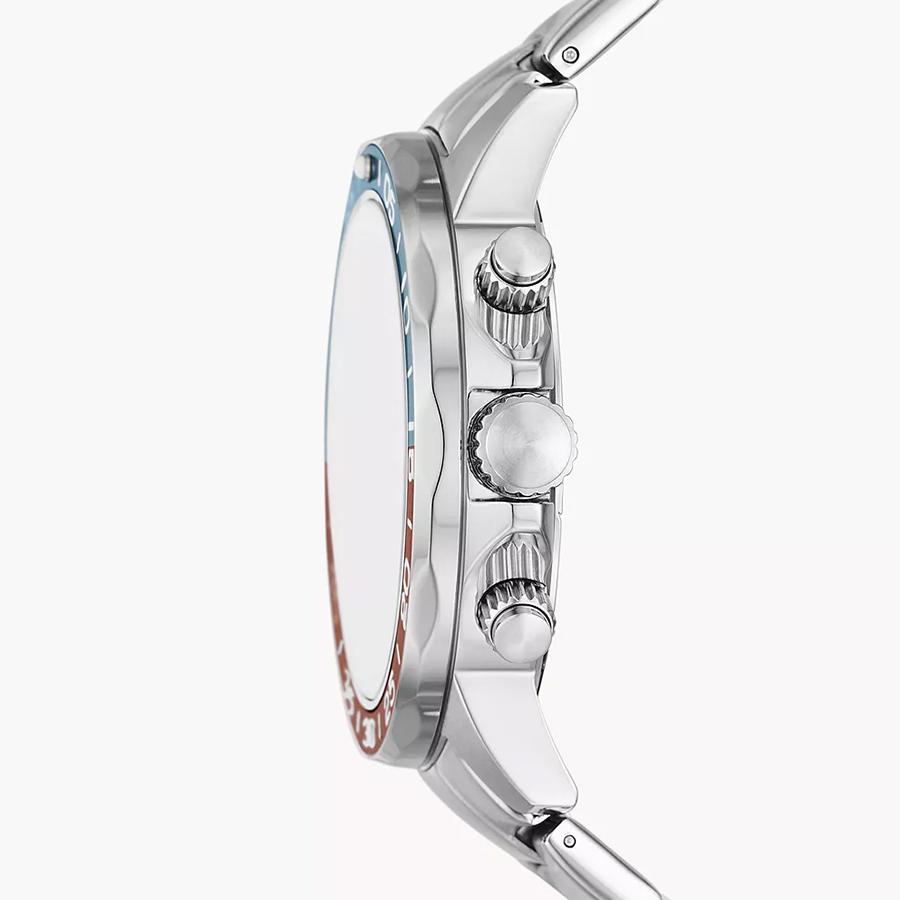 Fossil Мужские многофункциональные кварцевые часы Bannon - Три дополнительных циферблата, Синий циферблат и Ремешок из серебристой нержавеющей стали BQ2842