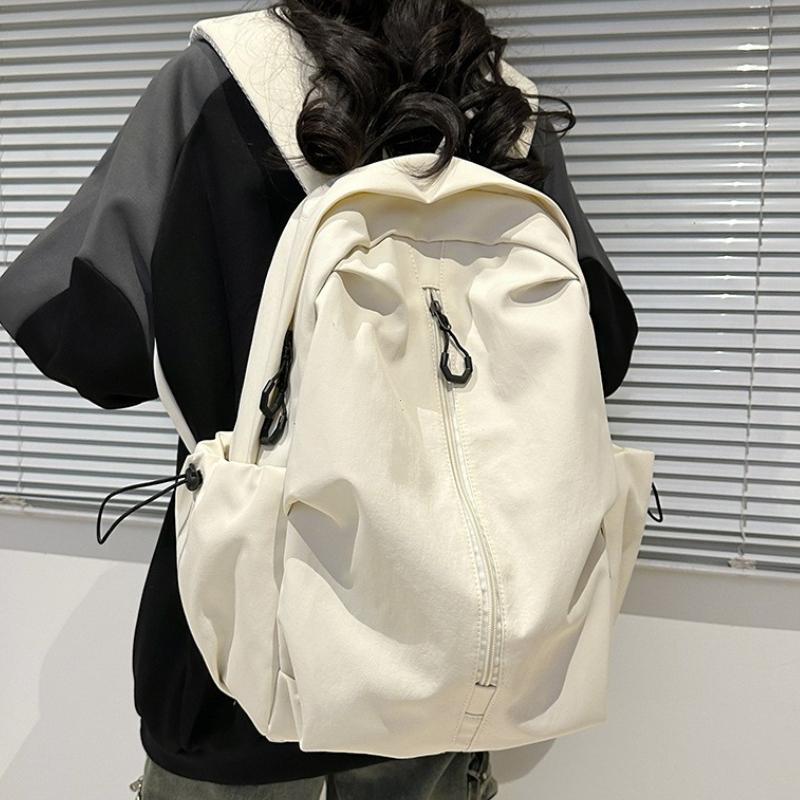 Waterproof Nylon Unisex Backpack 15.6 Inch Laptop Backpacks Women Travel Bookbag Solid Color School Bag for Teenage Girls