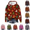 Women's Fashion Long Sleeve Christmas Print Loose Hooded Sweatshirt Top