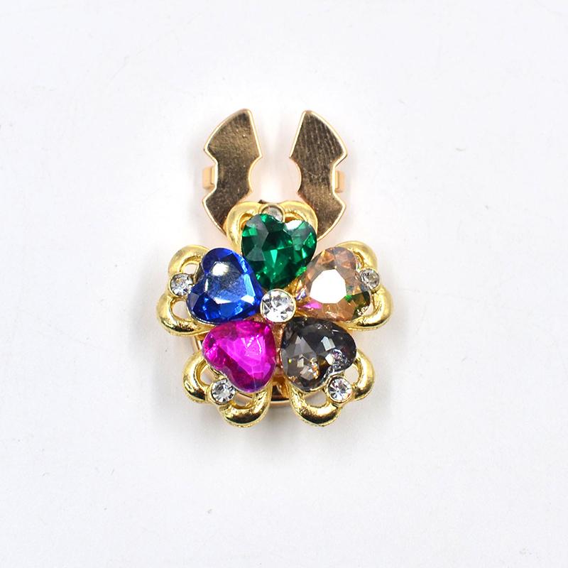 Women Flower Rhinestone Button Cover Floral Exquisite Design Brooch DIY Button Decoration Clothing Decoration 26x17mm