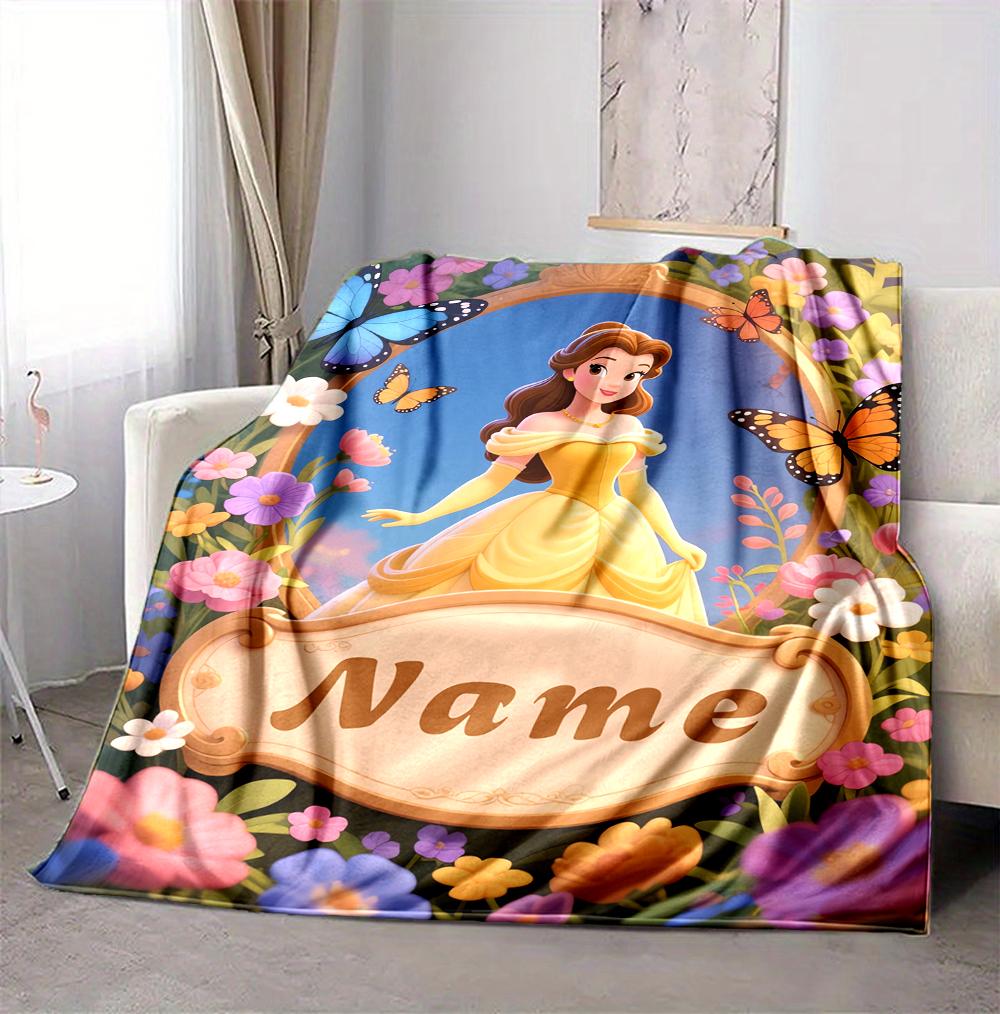 Custom Name Butterfly Garden Flannel Blanket Throw Blanket Soft Warm Sofa Bed home Decor Unique Gift