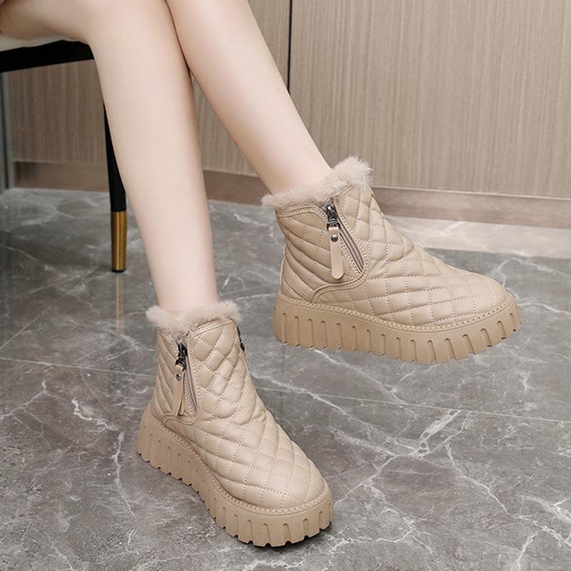 Осенние и зимние зимние ботинки с плюшевыми хлебными ботинками, толстые подошвы для увеличения роста, короткие зимние ботинки из хлопка, теплая хлопковая обувь