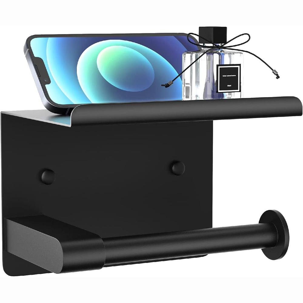 Клейкий держатель для туалетной бумаги из нержавеющей стали с полкой для хранения, держатель для туалетной бумаги/полотенца, настенный органайзер для хранения в ванной