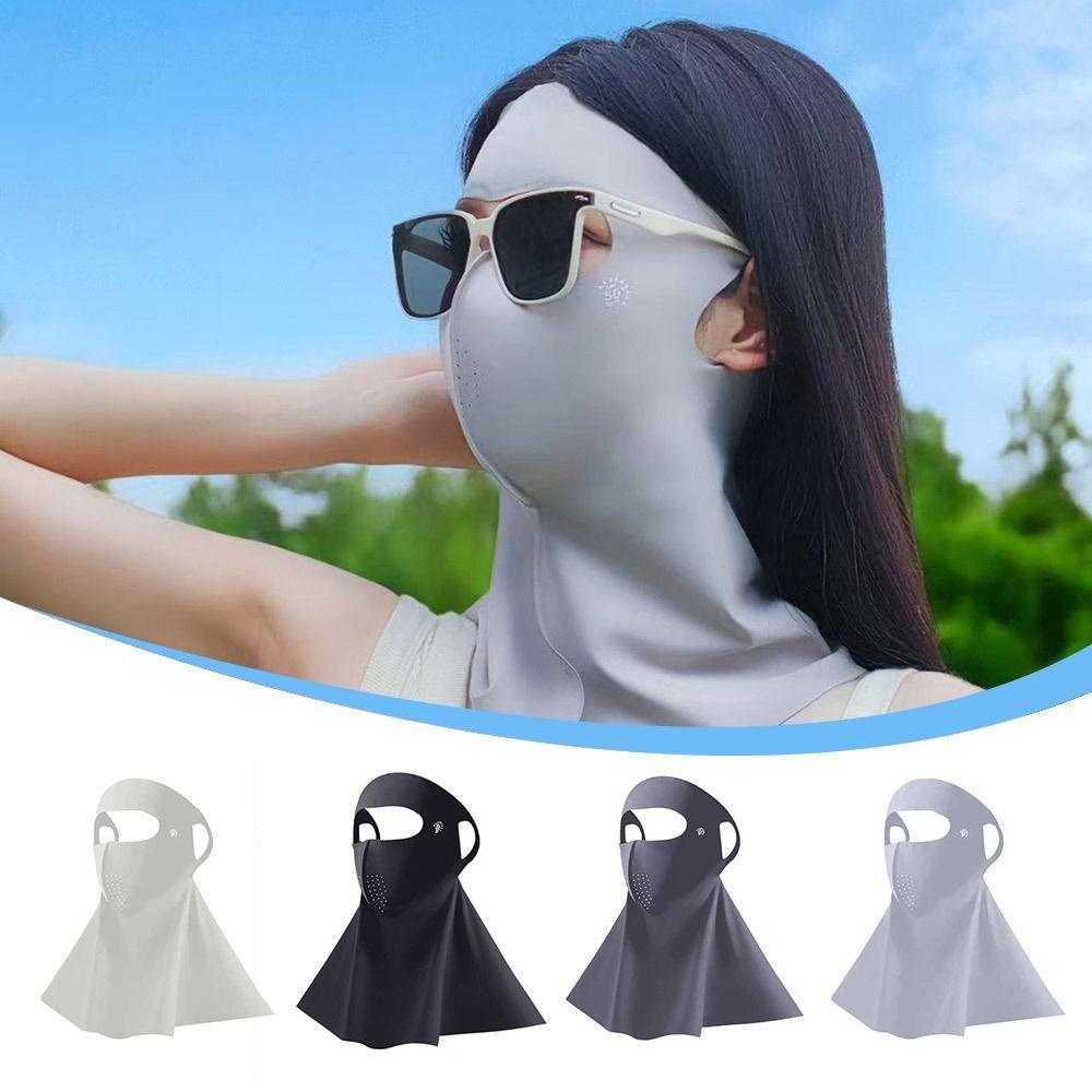 Ice Silk Sun Protection Mask Full Face Sunshade Face Mask New Anti-UV Neck Scarf Summer