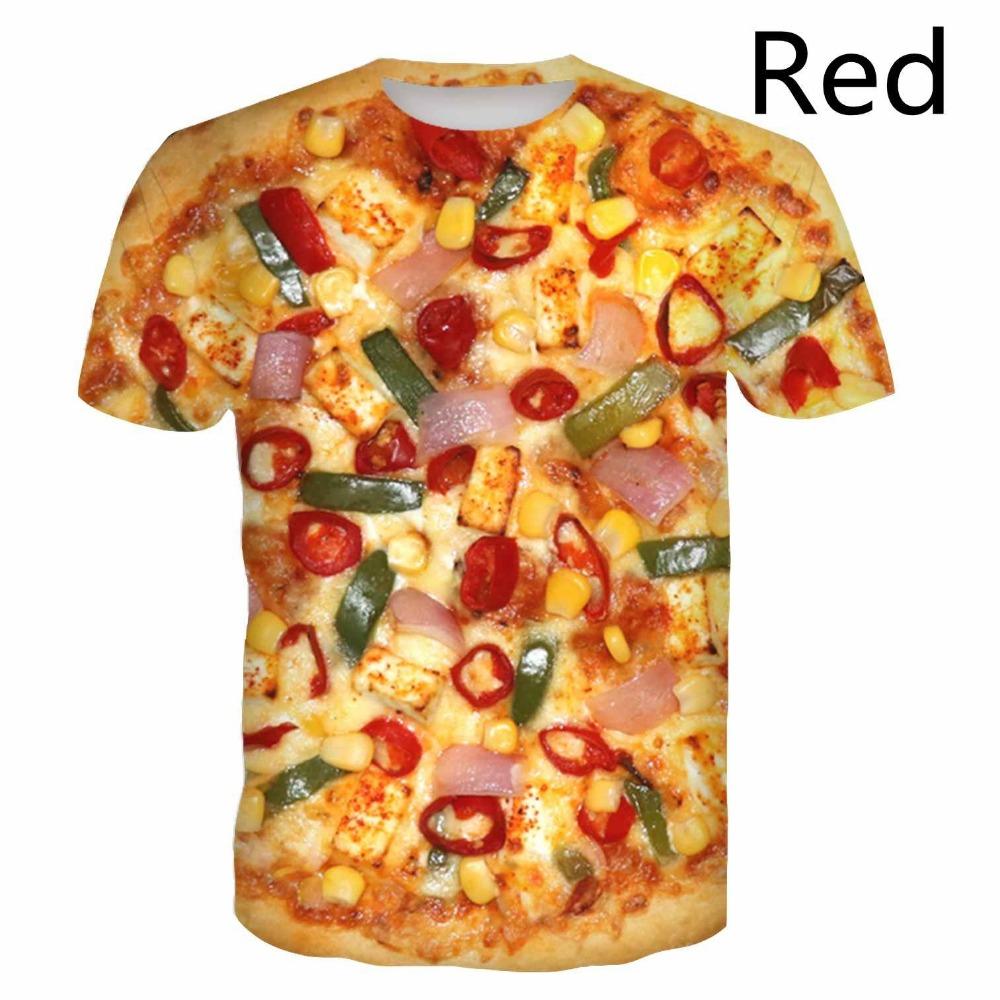 Модные мужские футболки 3D-принт Футболка Гамбургер Пицца Чипсы Футболка Летняя Повседневная