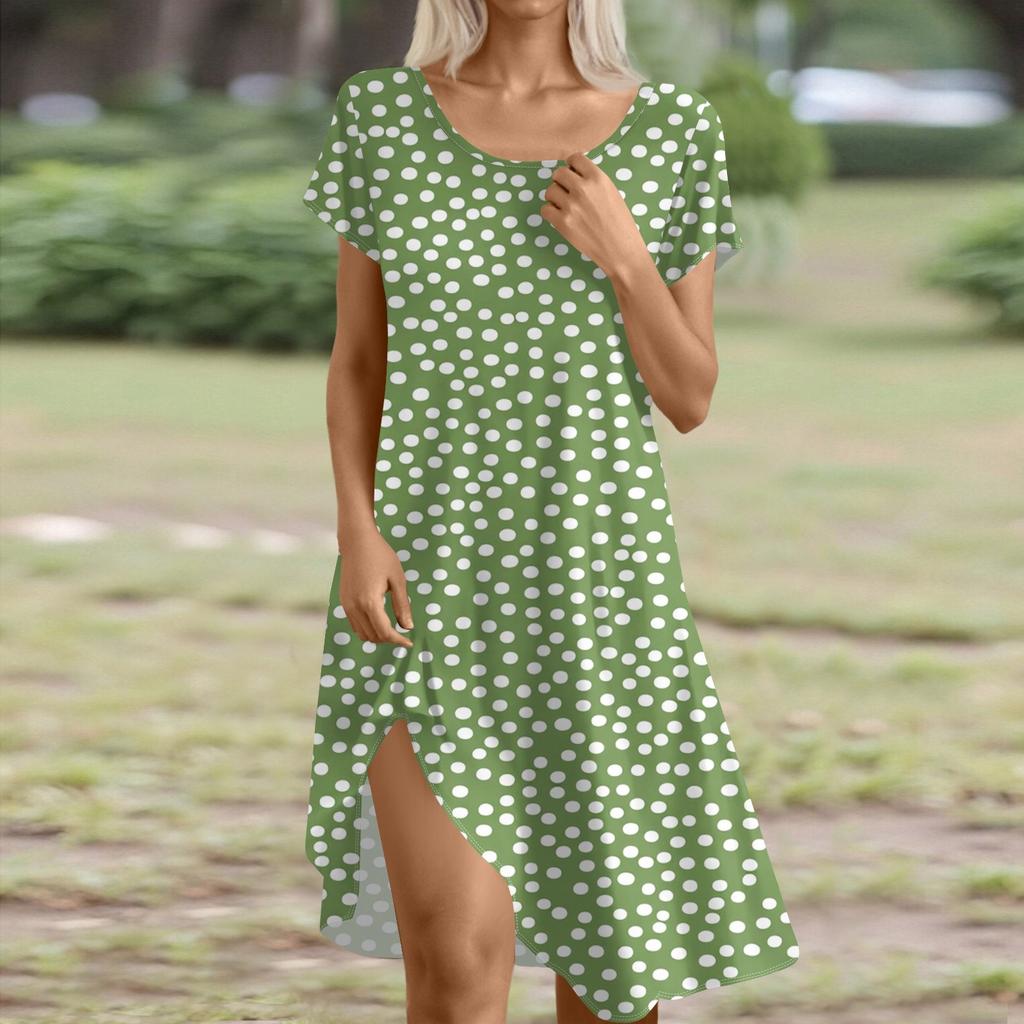Short Sleeve Boho Dress For Women Casual Loose Fit Summer Sundress Floral Print Dress With Pockets