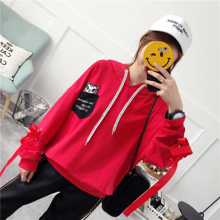 Куртка с капюшоном, осенне-зимний хлопковый свитер, женская толстовка, трендовая, большого размера, с длинным рукавом