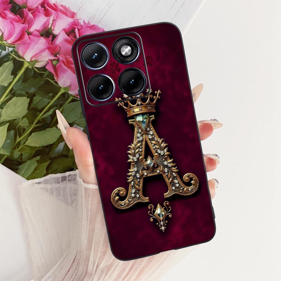For Motorola Edge 70 Fusion Royal Crown Initial Letter Phone Case For Motorola Edge70 Fusion 5G XT2605 Black Silicon Soft Bumper