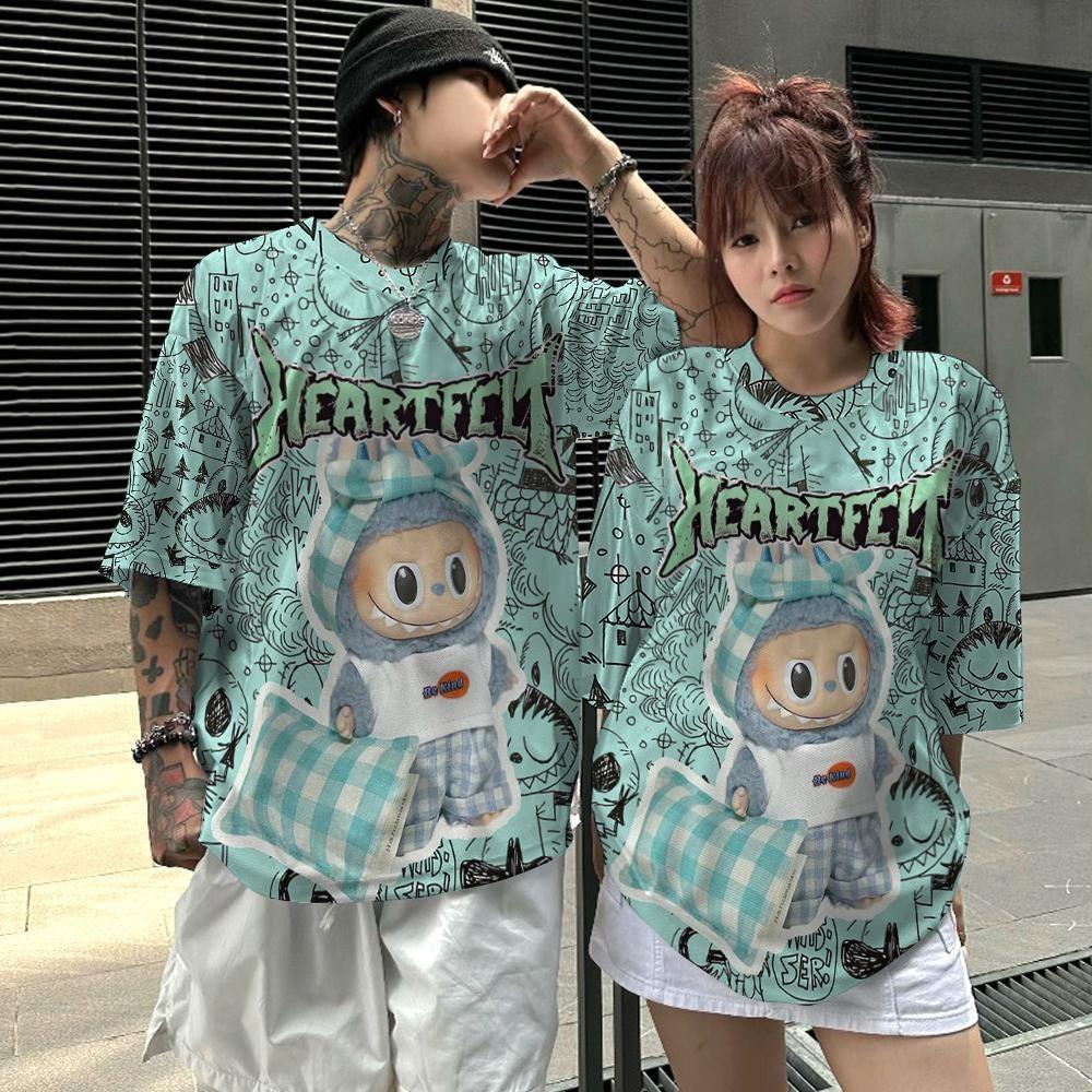 25BU Jie La Bu Bu Свободная футболка для мужчин и женщин Парный наряд с короткими рукавами Популярный в Интернете Трендовый с короткими рукавами