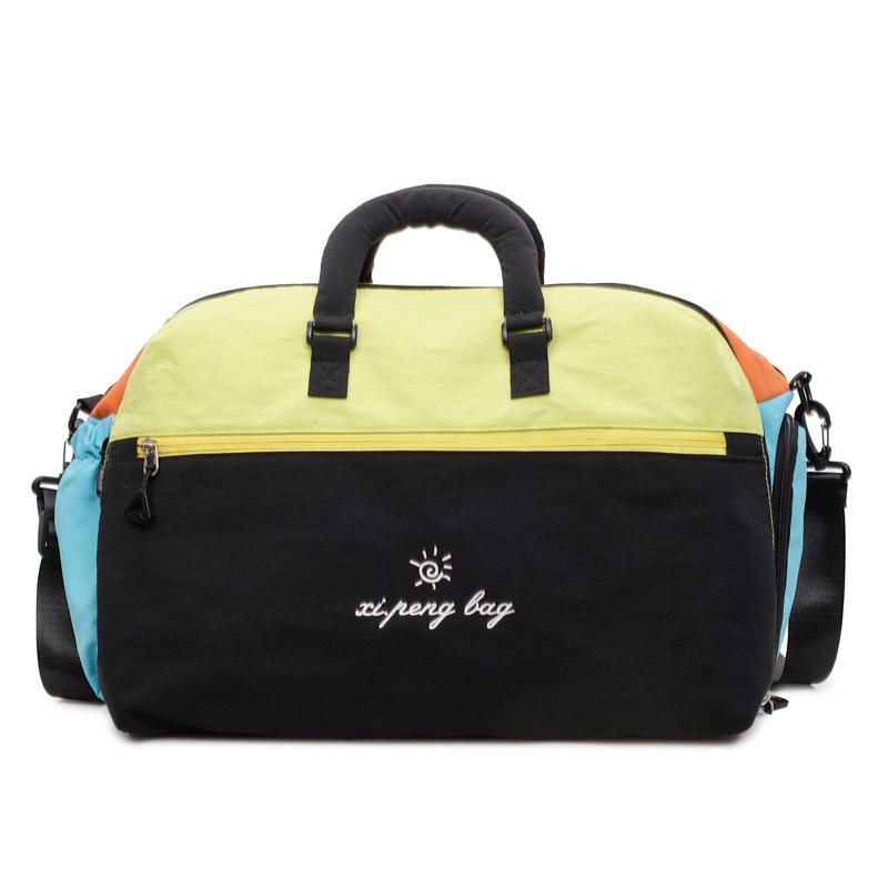 Large Capacity Women'S Travel Bag Premium Fabric With Dopa-Inspired Color Blocks Dedicated Shoe Compartment Dry/Wet Separation