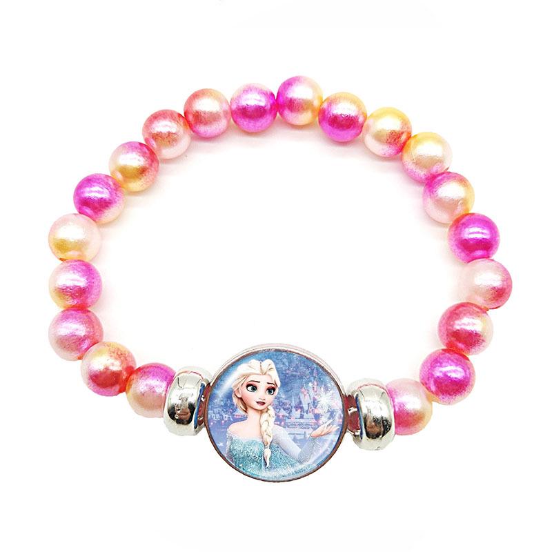 Браслет детский раздвижной с радужными бусинами «Холодное сердце» Эльза