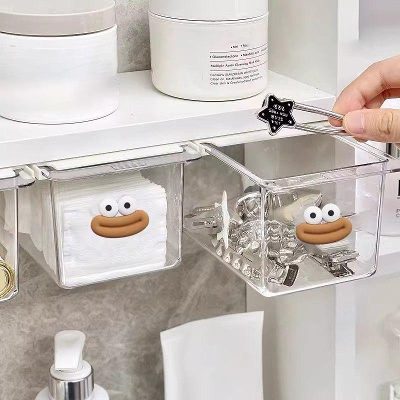 SelfAdhesive Drawer Storage Box Kitchen Bathroom Accessories Sundries Organizer Desktop Storage Clear Desk Hidden Under Organize