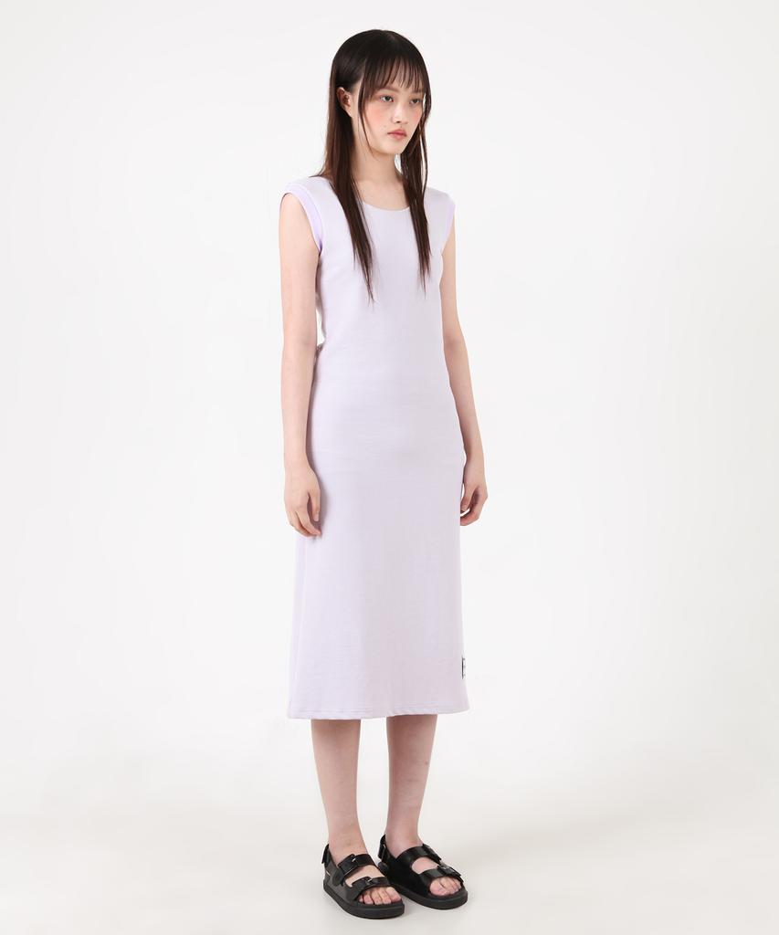 Catharsis Waffle Tank Tab Backless Long Dress Light Purple One Size