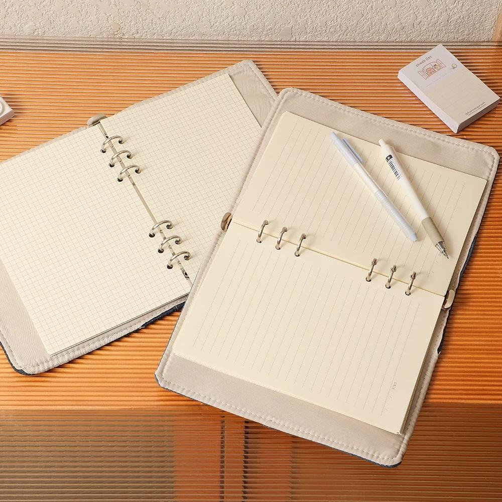 Denim Cover Notebook Binder A5 Size Y2K Kpop Loose Leaf Book With Pen Pocket 100 Sheets Line Grid DIY Diary Album