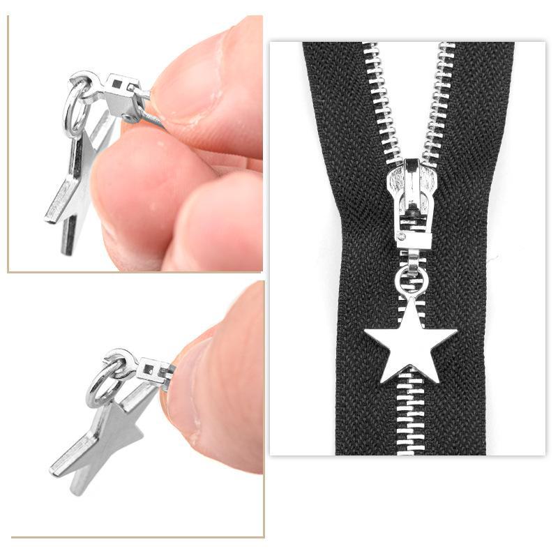 Metal Zipper Pull Tab with Removable Head for Clothing Repair and Accessories