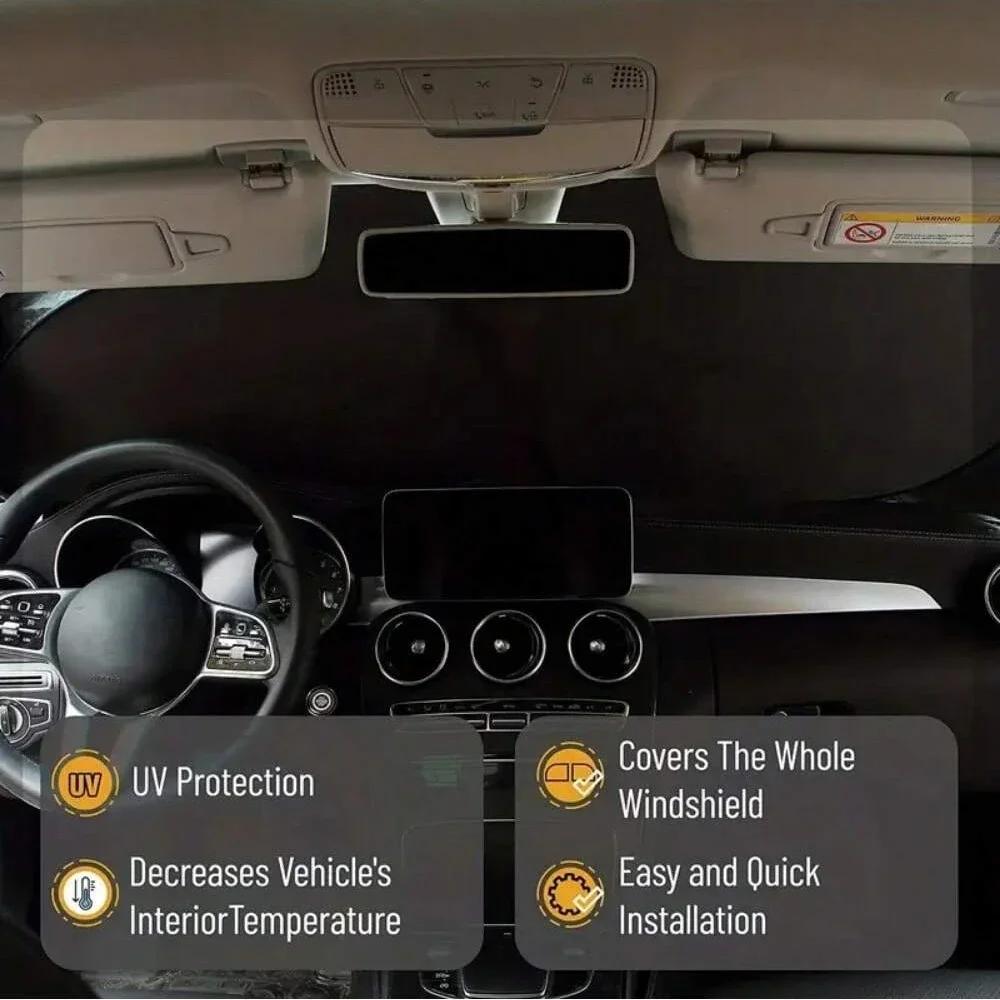 Car Window Sunshade – Folding UV-Protective Windshield Visor (Stylish Car Accessory)