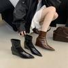 \ Slope Heel French Temperament Pointed Brown Short Boots Women's Boots New In Autumn and Winter 2025