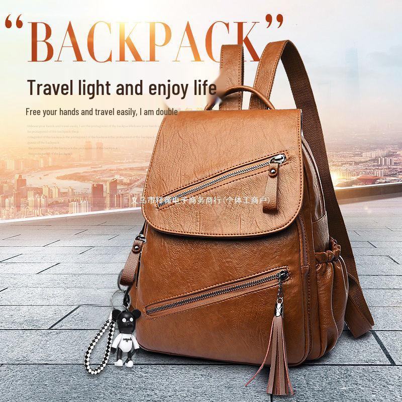 Женский тренд 2025 года, универсальный рюкзак из мягкой кожи в корейском стиле, школьная сумка большой вместимости