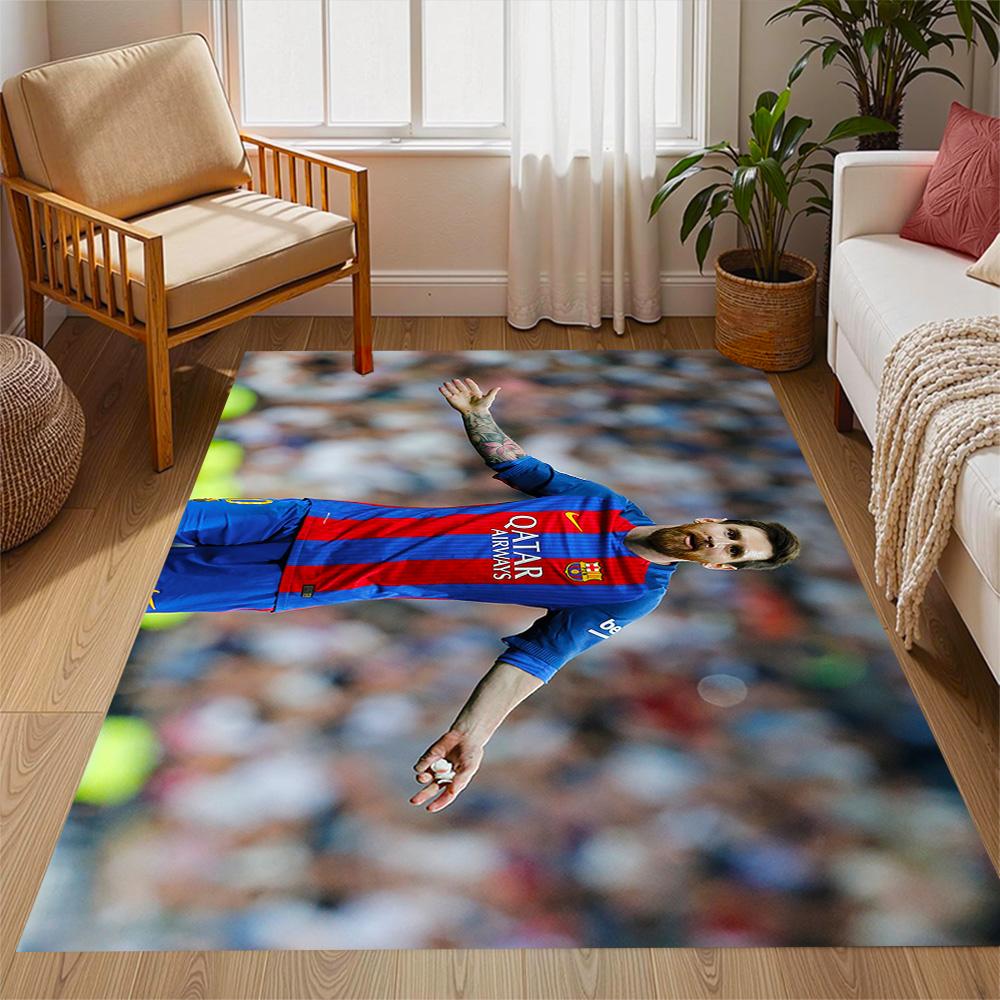 Yellow Stripes Soccer Player Area Rug Suitable for Bedrooms Study room Balcony Foyer Antislip Carpet Anime Office Decor Best for Christmas
