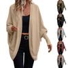 Women's Casual Cardigan With Bats Sleeves, Long Sleeves, Thick Knitting, Lightweight For Outer Wear