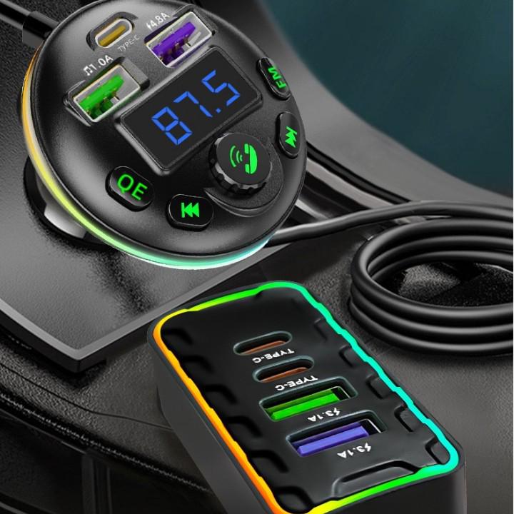Bluetooth FM-передатчик для автомобиля Q39MP с цифровым дисплеем и многофункциональным автомобильным прикуривателем QC3.0