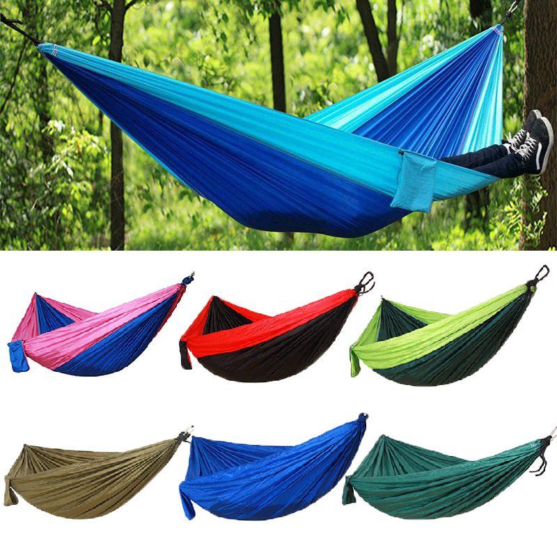 Двухместный гамак из парашютного нейлона для путешествий и кемпинга на открытом воздухе**