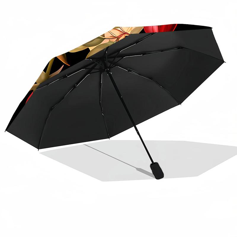flower art Theme Automatic Umbrella Compact 8-Rib Design Sturdy Construction Durable Umbrella Stylish Accessory
