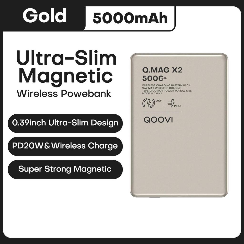 QOOVI Power Bank Беспроводная быстрая зарядка PD20W Ультратонкий внешний аккумулятор Портативное зарядное устройство для Magsafe Для iPhone 16 15 14 13 12