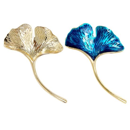 Women Ginkgo Leaf Shape Brooch Pin Enamel Tree Leaf Badge Coat Sweater Scarf Pin Clothes Accessories Gift