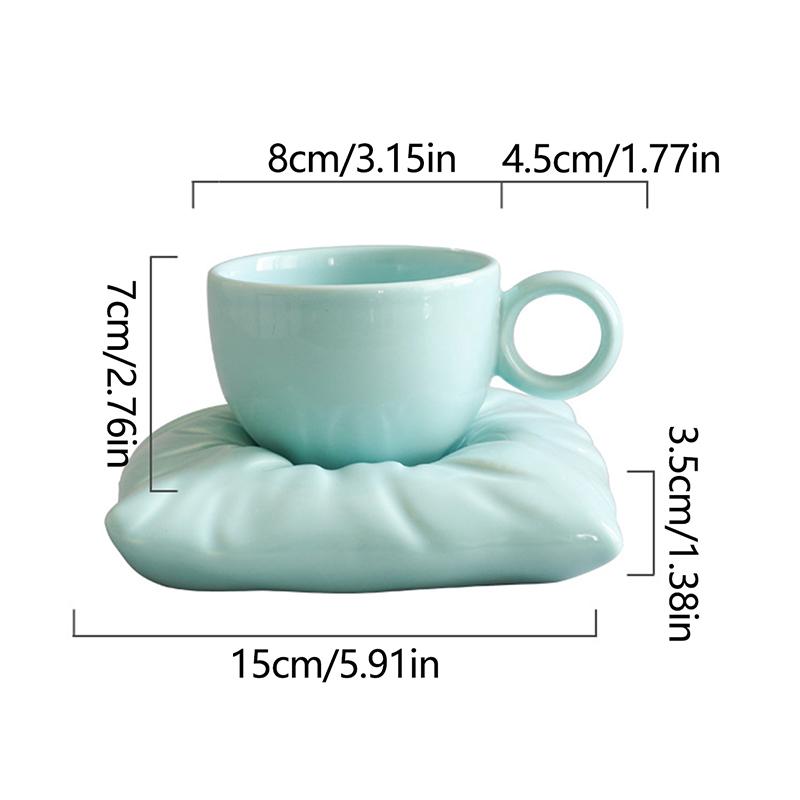 Modern Coffee Cups Pillow Coaster Decor Ceramic Mug Afternoon Tea Cup and Saucer Set Office