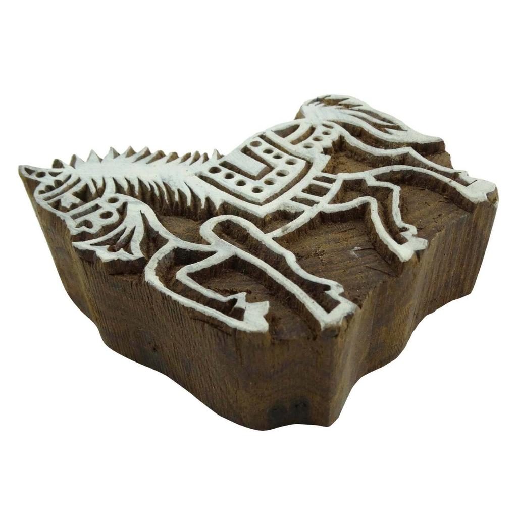 Высеканная рука штемпелей ткани лошади декоративного индийского блока печатания деревянная