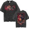 Anime Attack Titan Retro Wash Printed Tshirt Mikasa Ackerman Eren Jaeger Free Wings Pattern Mens Summer Tshirt