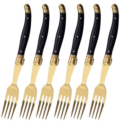 6 предметов золотистого серебра Laguiole набор столовых приборов из нержавеющей стали роскошные острые ножи для стейка вилки суповые ложки чайные ложки набор