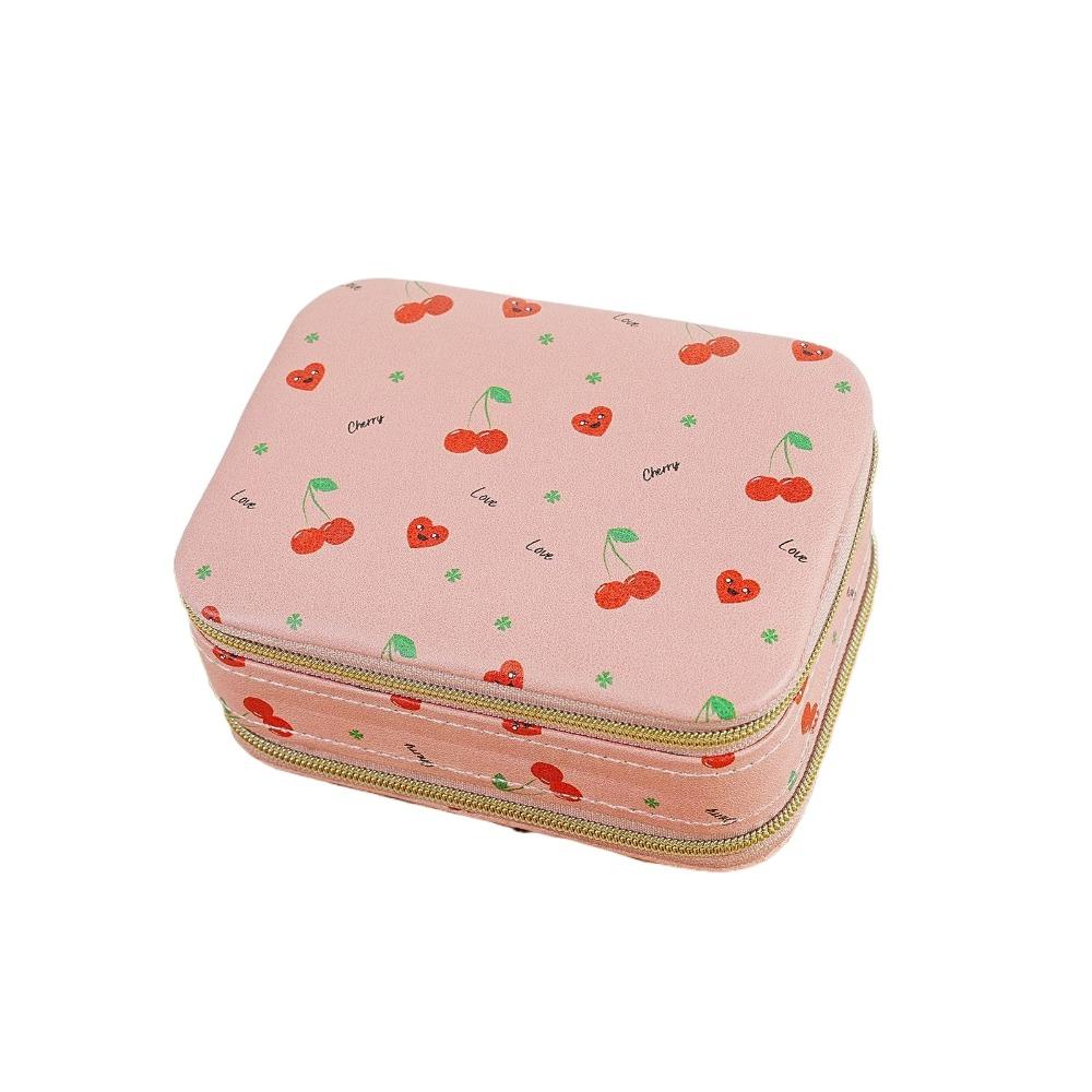 Rings Necklace Jewelry Packing Bag Cherry Flower Jewelry Holder With Mirror  Gift