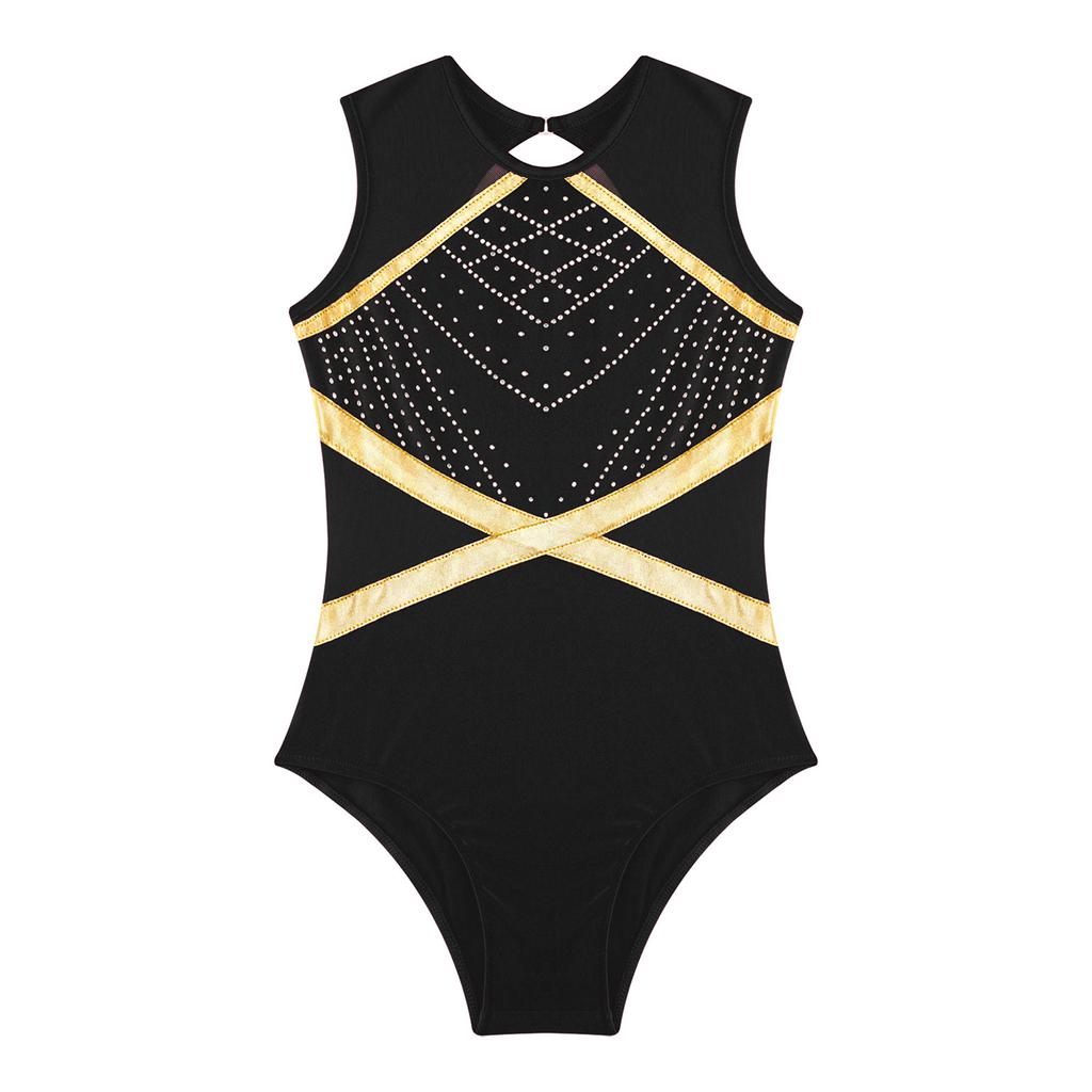 Костюм для танцев для девочек, купальник со стразами для гимнастики и фигурного катания