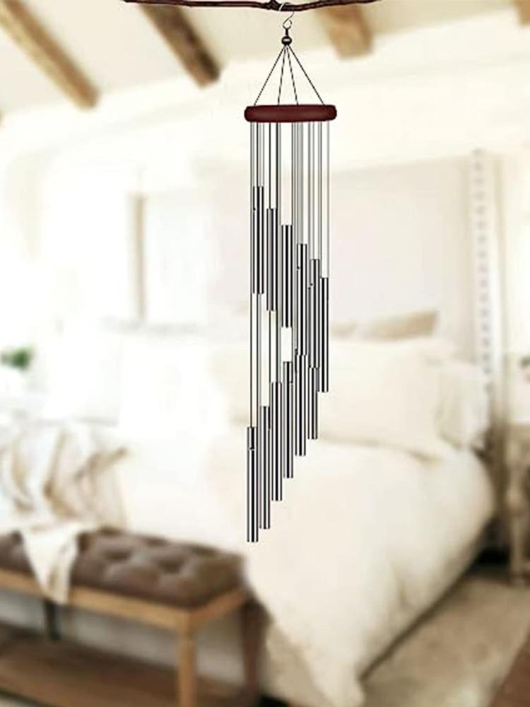 12 трубок колокольчиков для улицы, 55 см, золотой, серебряный кулон, алюминиевая трубка, металлическая труба, колокольчики для дома, сада, патио, террасы, украшения балкона