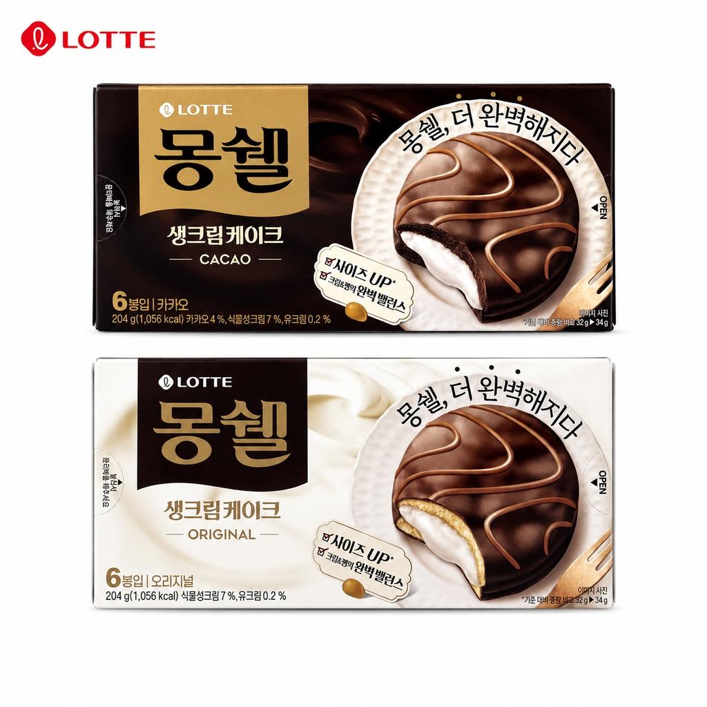 Торт Lotte Dream Snow 204 г, 2 вкуса | Мягкая воздушная текстура, Насыщенный сливочный вкус, Удобный снек